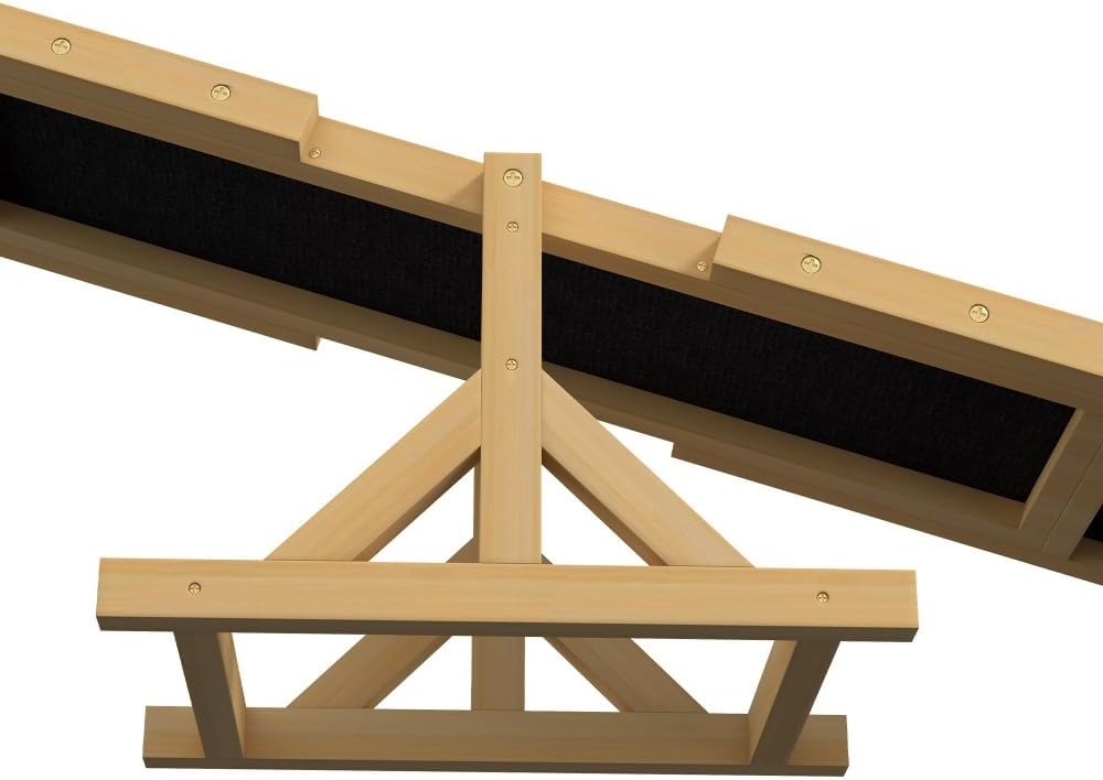 71" Dog Agility Seesaw Outdoor for Training and Exercise, Wooden Platform Dog Agility Training Equipment - Dog Obstacle Course Backyard Run Game Toy (Yellow)