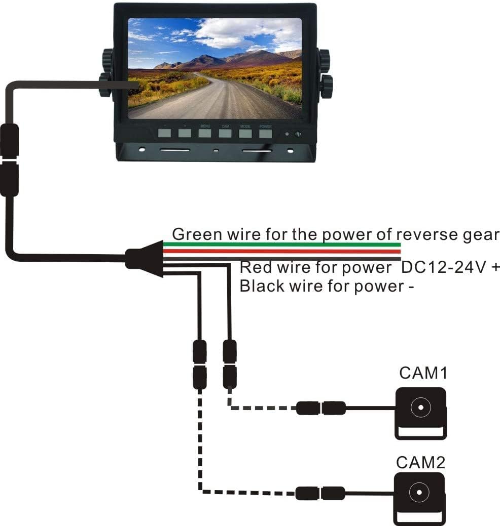 AHD 1080P 7" Wired Reverse Rear View Backup Camera System,Guide line,IP69K Waterproof IR Night Vision Camera, for Tractor/Truck/RV/Excavator/Caravan/Skid Steer/Heavy Equipment