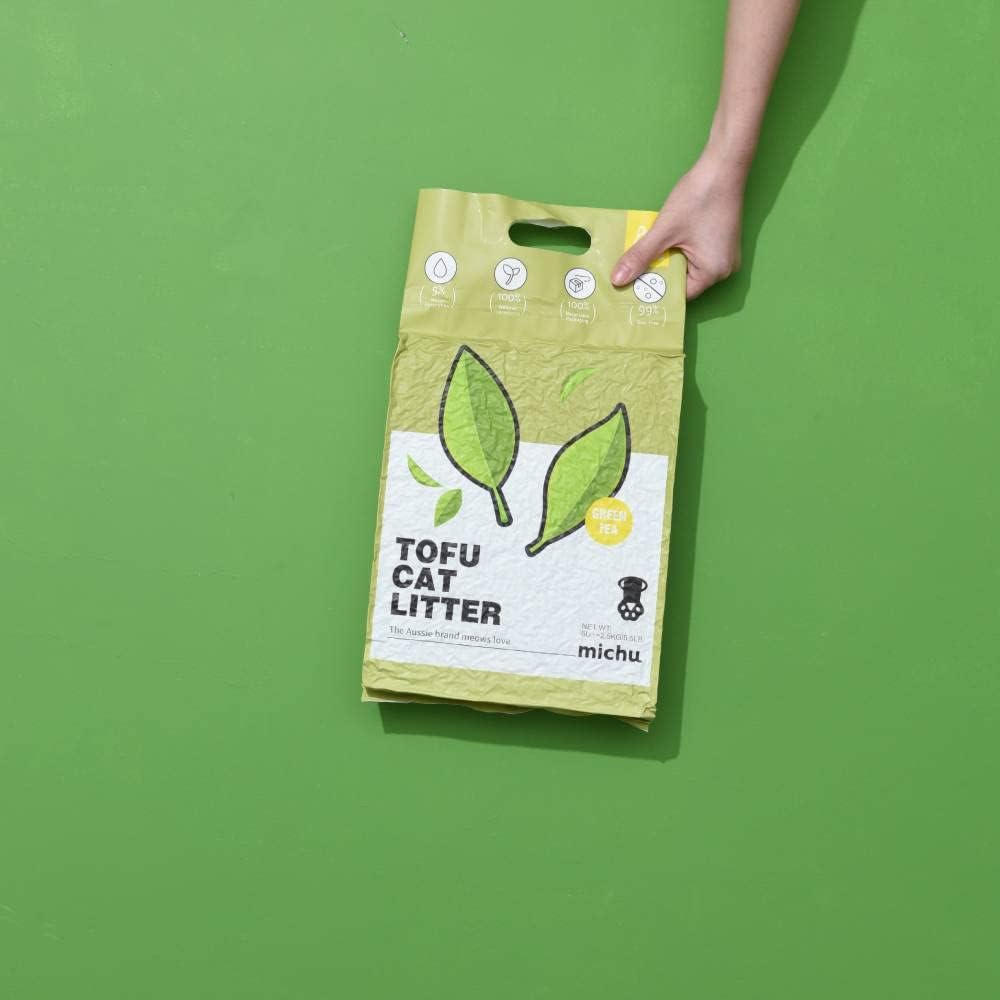 Tofu Cat Litter Natural Clumping Tofu Cat Litter, Fast Clumping and Easily Scoop-able 5.5lb/88oz 5 Scents - Greentea, 3 Pack