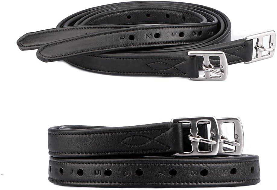 48" / 50" / 54" / 60" New 1" Super Soft English Stirrup Leathers Black/Havana (Havana, 48")