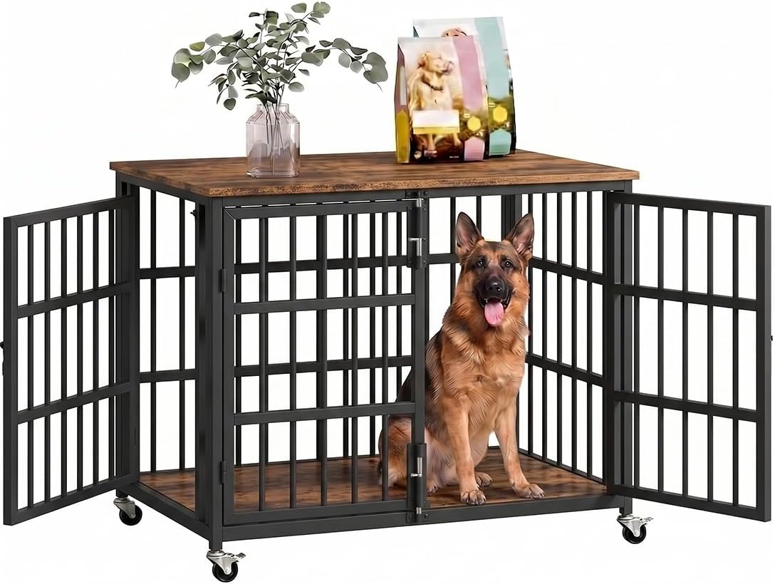 Boldbone 42 inch Dog Crate Furniture, Heavy Duty Dog Kennel Indoor for Large Dogs, Escape-Proof and Chew-Proof Wooden Dog Cage for high Anxiety Dog, Decorate House as TV Stand, End Table