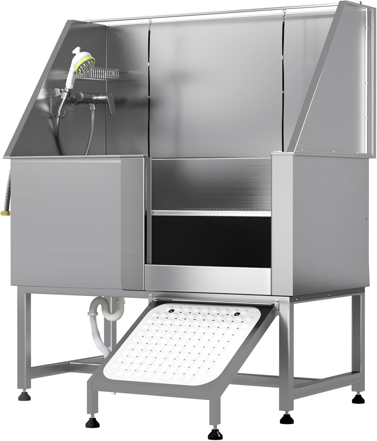 Professional Stainless Steel Dog Washing Station for Large, Medium, and Small Dogs, Height Adjustable Dog Bathtub with Ramp, Pet Grooming Bath Tub for Indoor Outdoor, Right Door