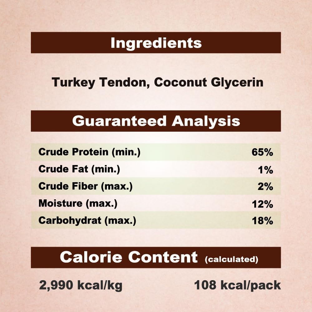 Afreschi Natural Turkey Tendon Rope (M) 20 Units/Box, Dog Treats for Signature Series, All Natural Human Grade Puppy Chew, USA-Sourced Turkey Tendon, Hypoallergenic, Rawhide Alternative