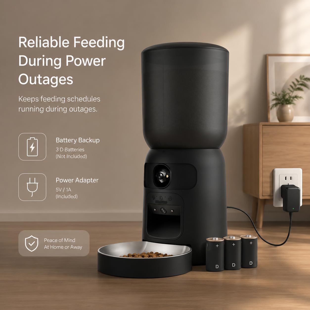 Smart Pet Feeder with 2K Dual Camera & AI Recognition, 6L Automatic Cat Dog Feeder with App Control, 2.4G/5G WiFi, Voice Message, Pet Interaction, Motion Tracking, No Clog, Dual Power, for Multi-Pet