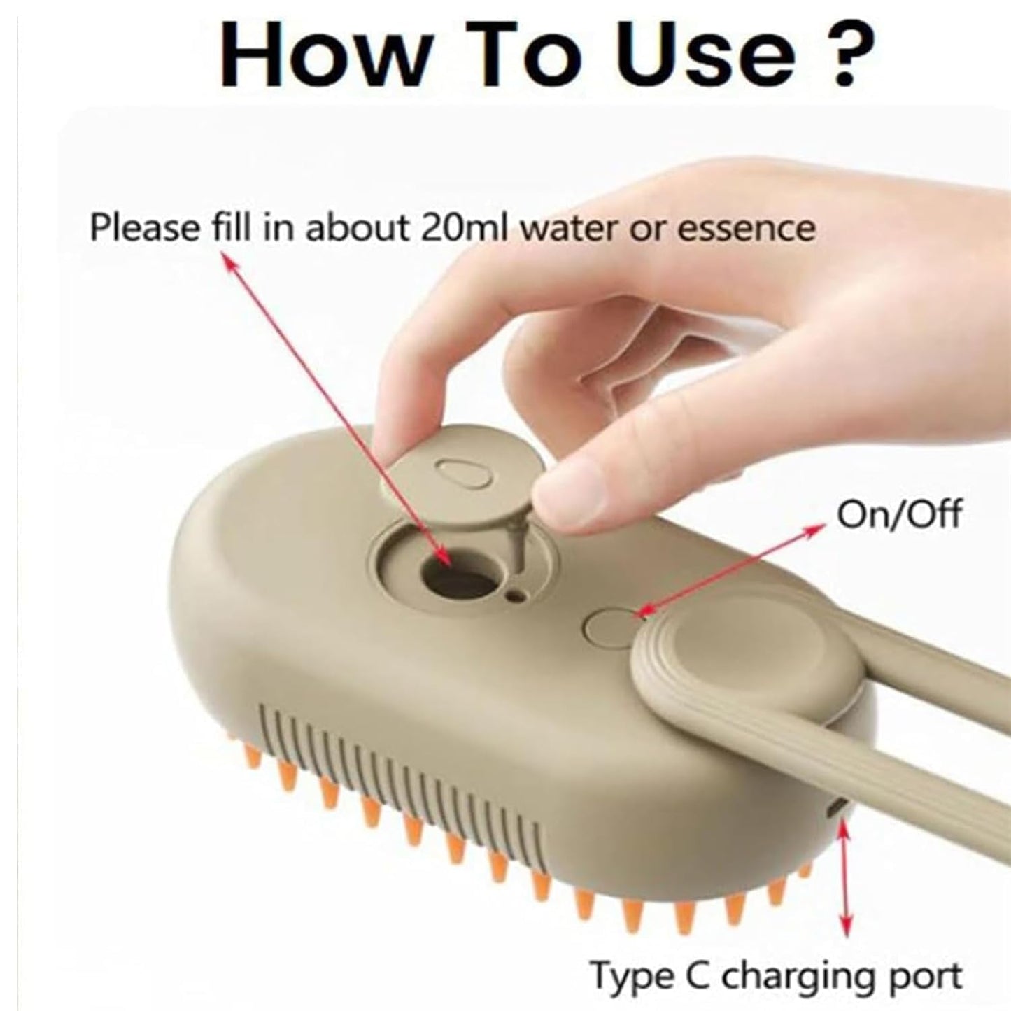 Cat Brush Quick & Easy Pet Hair Remover Comb,3 In 1 Cat Steam Pet Brush with Spray Function (White)