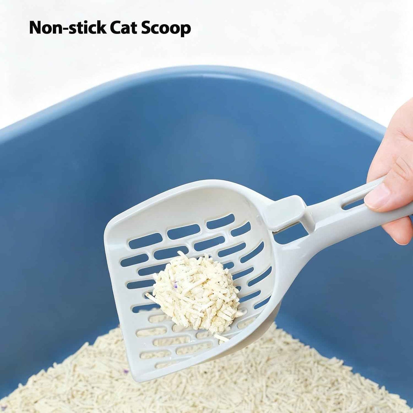 GOTTABEAM Cat Litter Scooper for Pellets – Wide Opening Non-Clumping Litter Sifter (with Plastic Scoop)