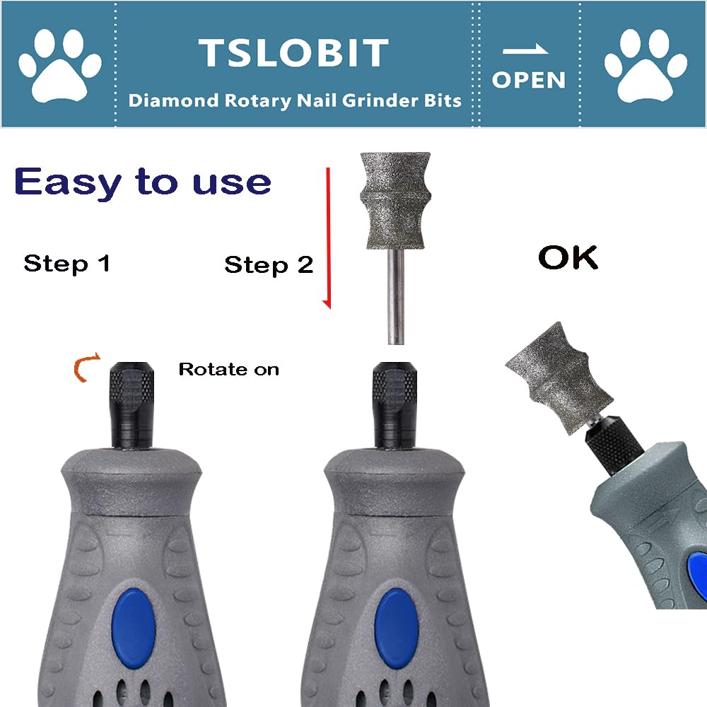 Diamond Dremel Dog Nail Grinder Bits Attachment,1/8'' Pet Nail Grinder Wheel for Dremel Dog Nail Grinder, Diamond Rotory Bit for Dogs&Pets Nail Care(Large D