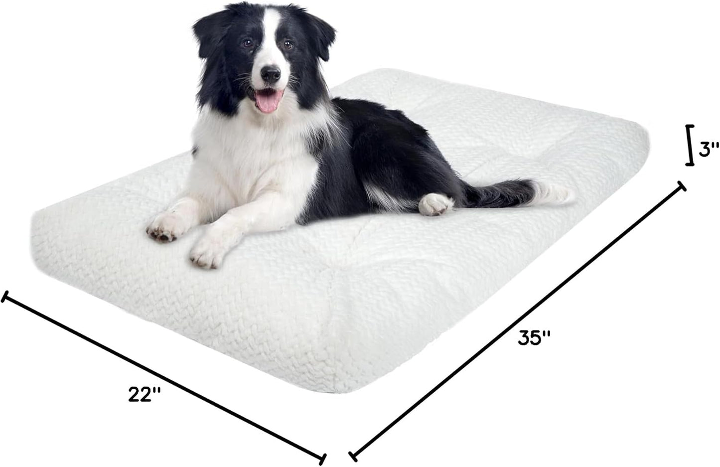 KROSER Deluxe Dog Crate Bed Mat, Soft Crate Pad, Machine Washable Pet Cage Mattress Reversible (Cool & Warm), Kennel Bed for Small to Jumbo Dogs, White
