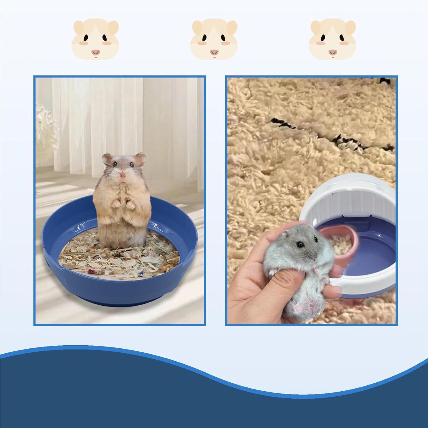 Hamster Carrier Cage Portable Cages Small Animals Carry Travel Case with Water Bottle Plastic Breathable Guinea Pig Outgoing Cage for Dwarf Hamster Ferret Chinchillas Hedgehog (Blue)