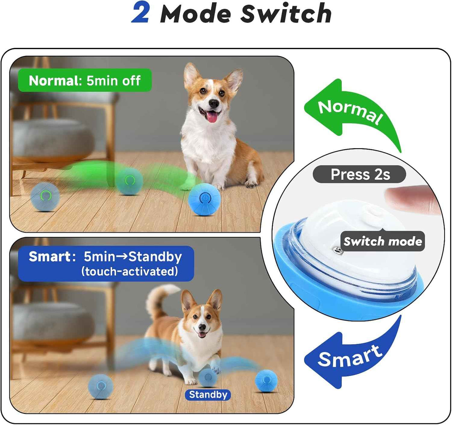 Interactive Small Dog Toy Ball, 2 Inch Smart Jumping Ball for Puppy/Small Dogs, Activated Automatic Bouncing Moving Vibrating, Dog Toy for Small Dogs to Keep Them Busy(Sky Blue)