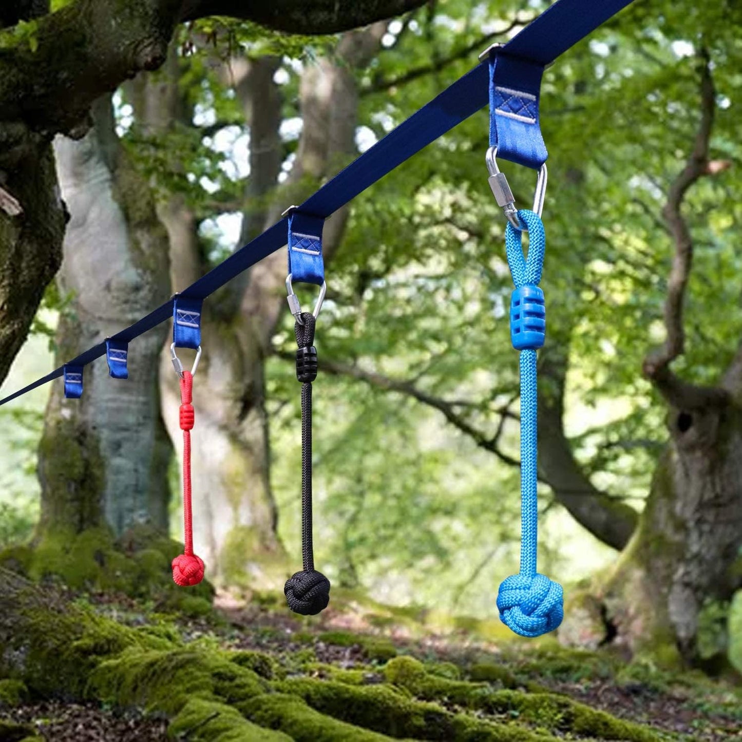 Rainbow Craft 3-Pack Ninja Fist Holds for Warrior Obstacle Course - Slackline & Monkey Bar Accessories, Kids Backyard Ninja Training Equipment