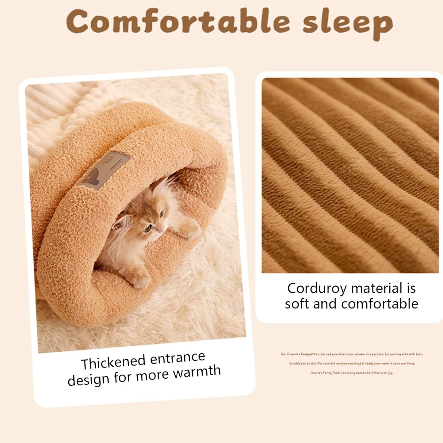 Cozy Cat Winter Bed Cave - Warm, Soft, Fluffy, Washable, Indoor Cat Sleeping Bag