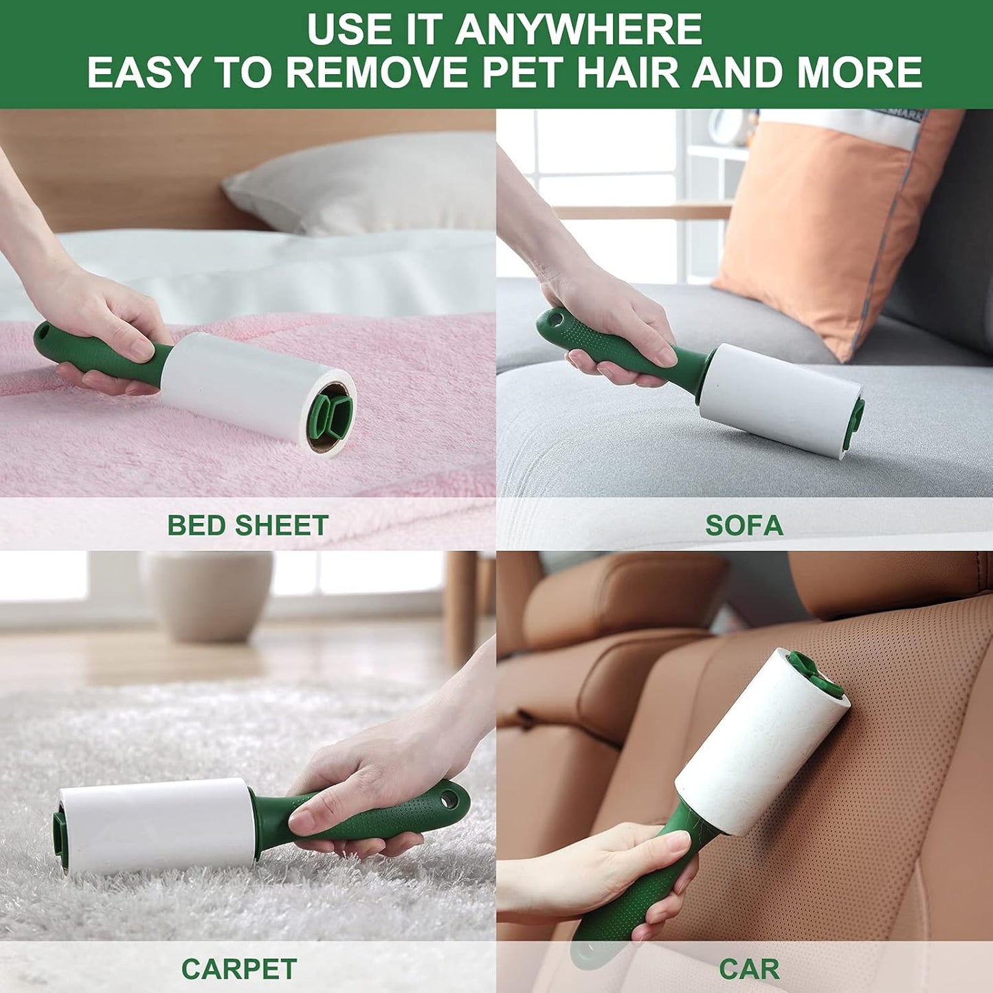 Fedicelly Extra Sticky Lint Rollers Pet Hair Remover for Laundry Clothes Furniture Carpet,Total 400 Sheets Lint Rollers Refills Dog Cat Hair Lint Remover Brush Couch