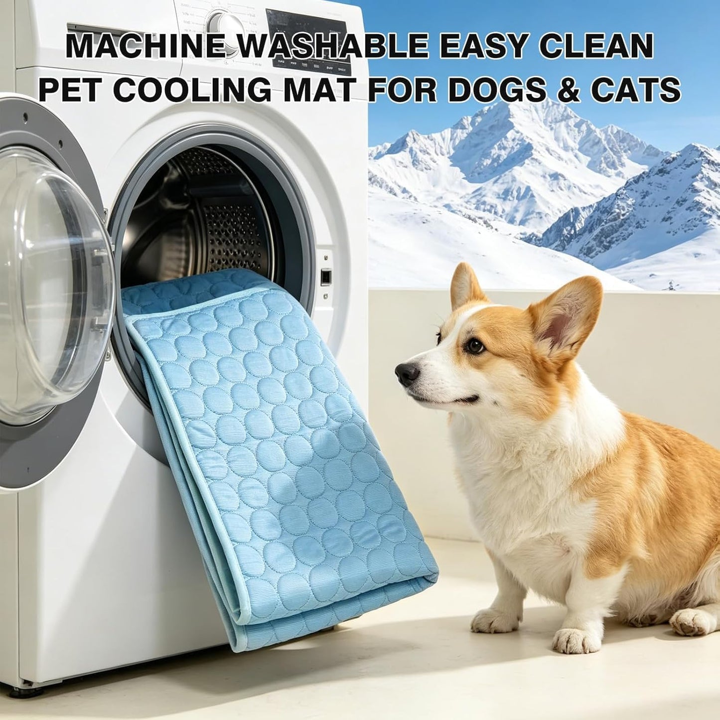 Cooling Mat for Dogs, Breathable Dog Cooling Mat with Q-Max>0.4 Chill Fiber, Washable Portable Dog Crate Pad for Indoor & Outdoor Summer Use, 24" x20“, Blue