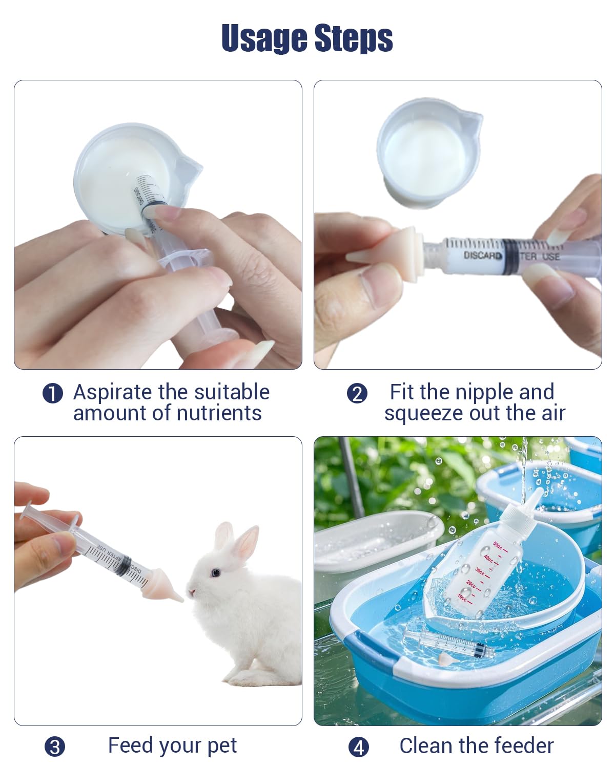 Pet Nursing Bottle, Nursing Bottle Kits, Kitten Bottle Feeding Kit, Suitable for Feeding Newborn Puppies, Kitten, Squirrel with 1 Puppy Bottles for Nursing Puppy Milk, 6 Replacement Nipple
