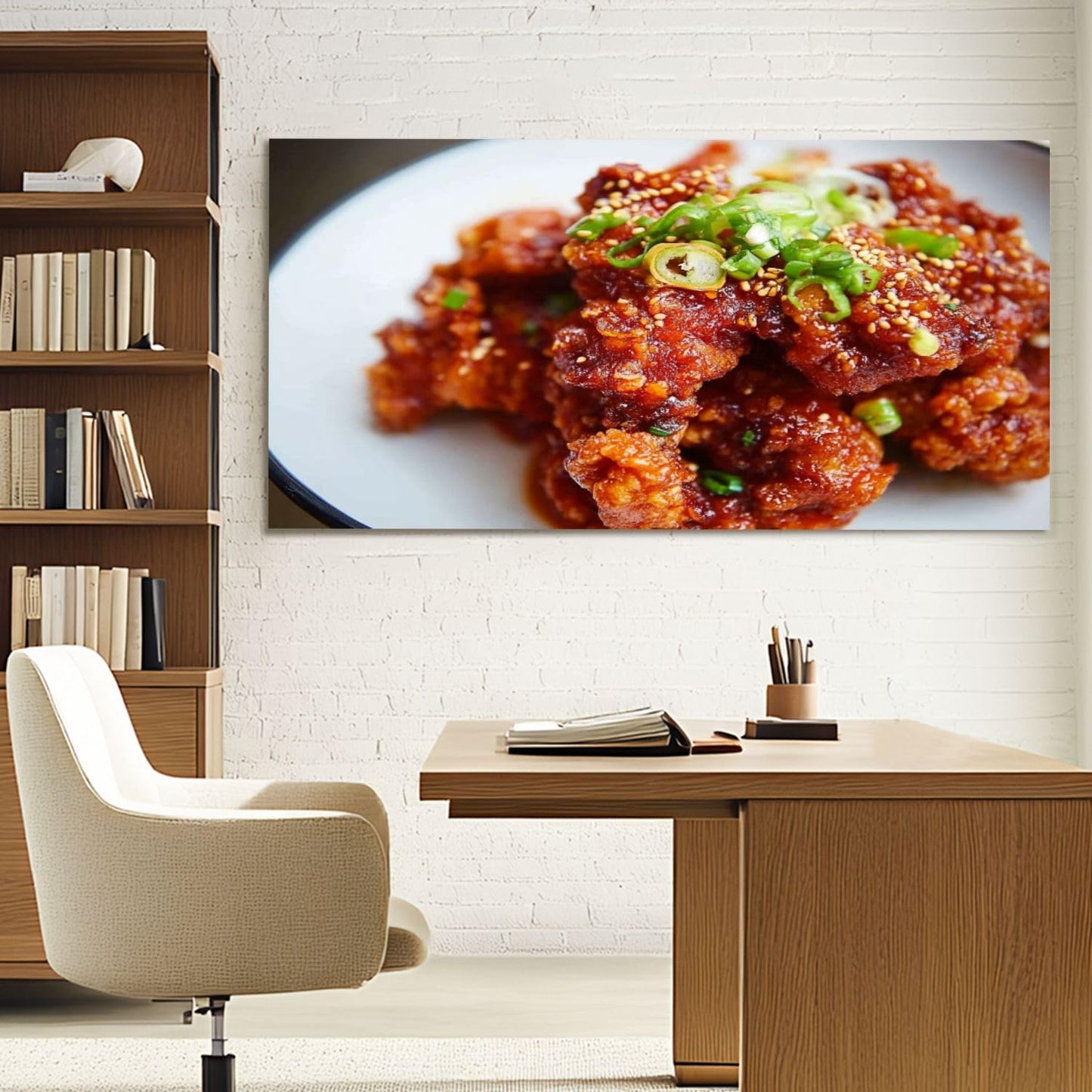 Canvas Wall Art Prints Korean spicy fried chicken Large Framed Wall Art Painting Artwork Poster Hanging Home Decor for Living Room Office Bathroom 30"x60"