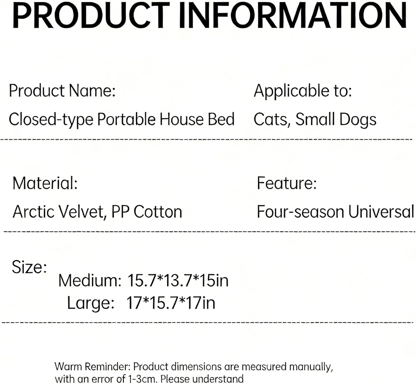 Cat Bed for Indoor Cats, Cartoon Pattern Cat Cave Bed with Handle Design, Soft Cat Hideaway Indoor, Lovely Cat House for Kitten, Puppy & Small Pets (M)