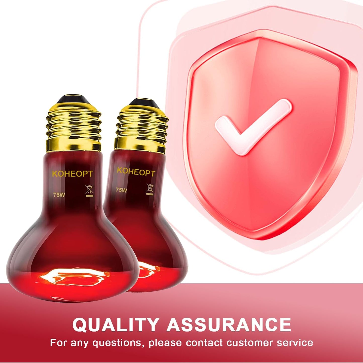 2-Pack 75W Reptile Heat Lamp Bulb, Infrared Heat Emitter Red Heat Lamp for Reptile Amphibian, Infrared Basking Spot Light Bulb,Red Heat Lamp for Chickens、Lizards、Snakes、Turtles