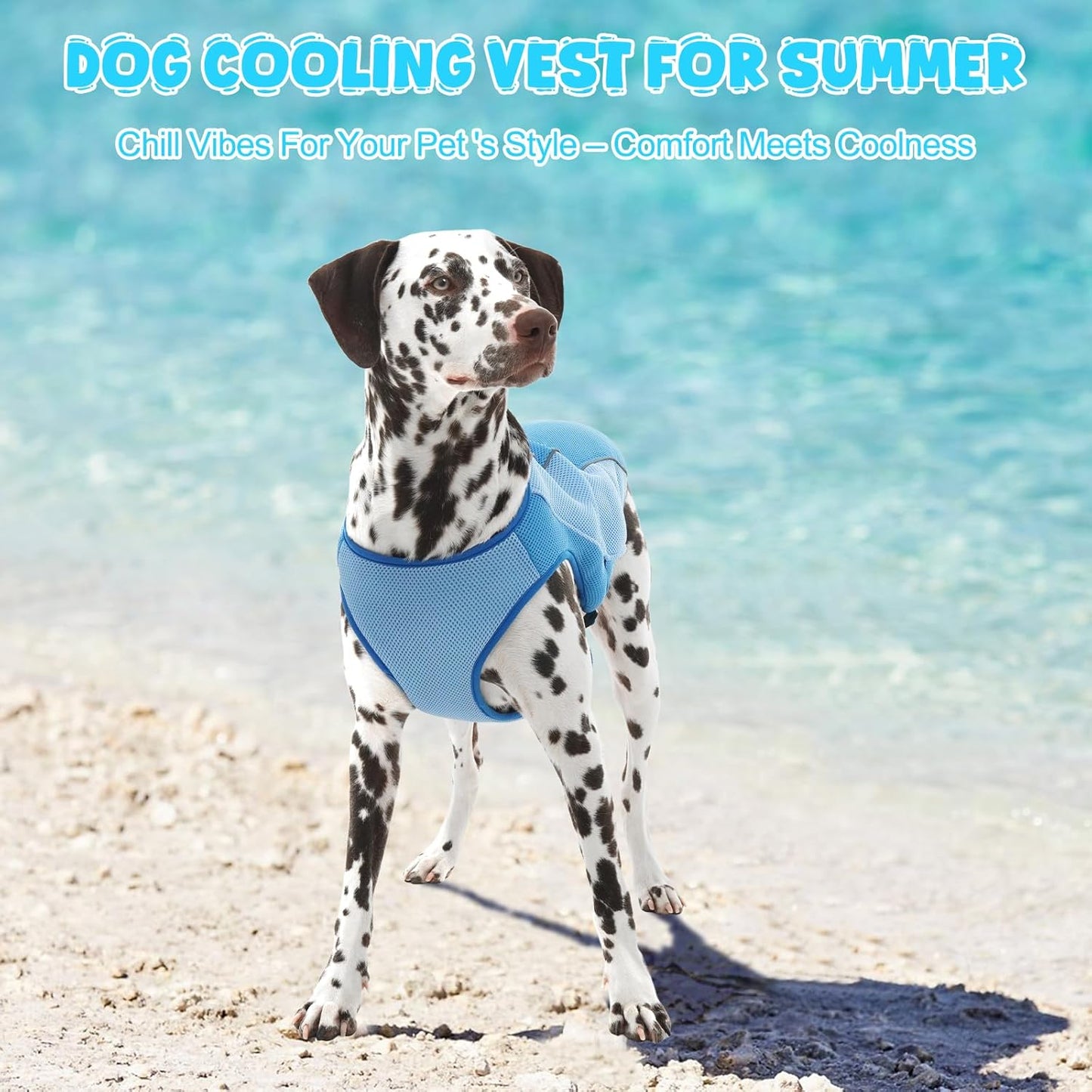 ROZKITCH Dog Cooling Vest, Dog Harness Cooler Jacket with Zipper Opening, Lightweight Evaporative Cooling Vests in Summer Hot Weather Outdoor Hiking Walking Camping Training Hunting Blue L