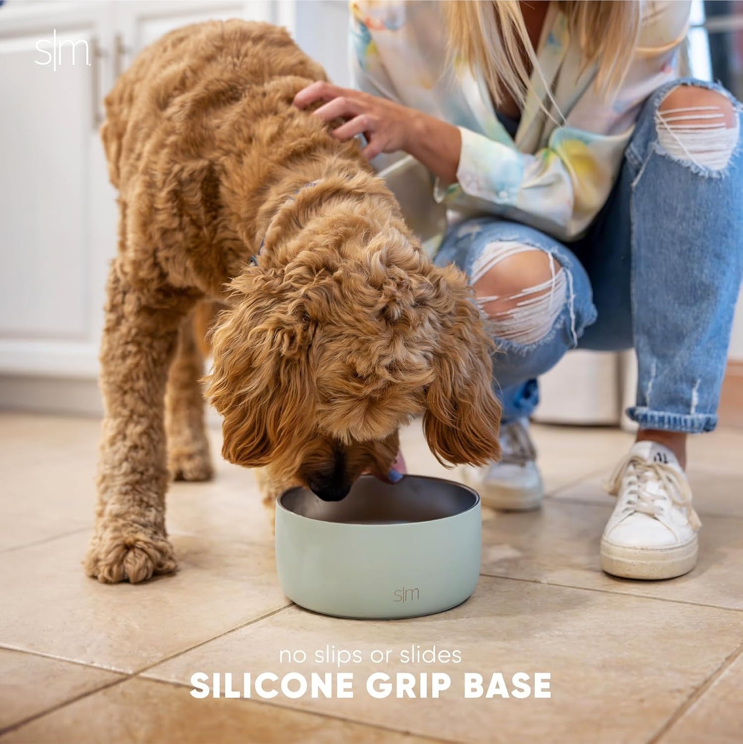 Simple Modern Stainless Steel Pet Water Bowl for Dogs & Cats | Reusable Insulated Stainless Steel Food Bowls for Dog Cat | No Tip No Slip BPA Free | Bentley Collection | Medium (32oz) | Blush