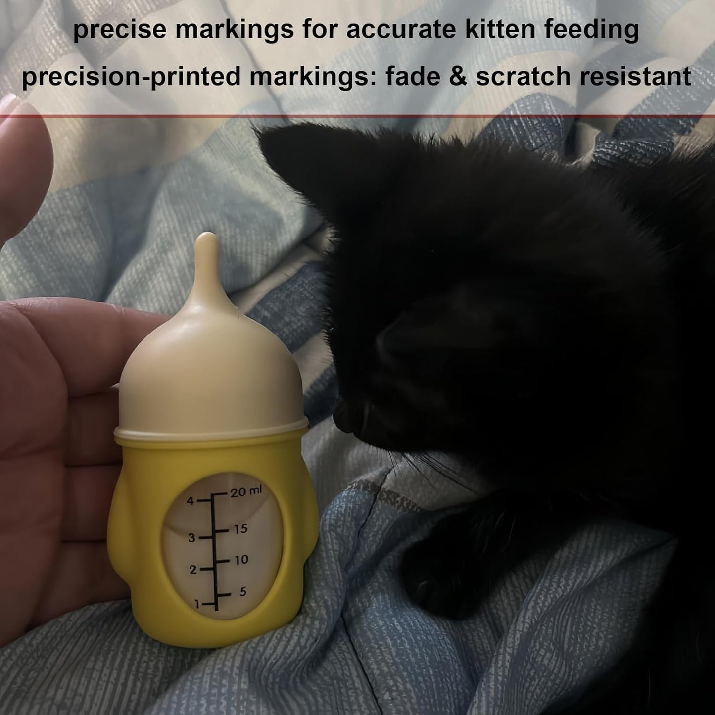 Pet Nursing Bottle, Yellow Animal Feeding Bottles with Soft Silicone Nipple, Anti-Choking Design, Slow Flow Kitten Bottle Feeding kit for Puppies, Kittens and Small Animals (20 ml)
