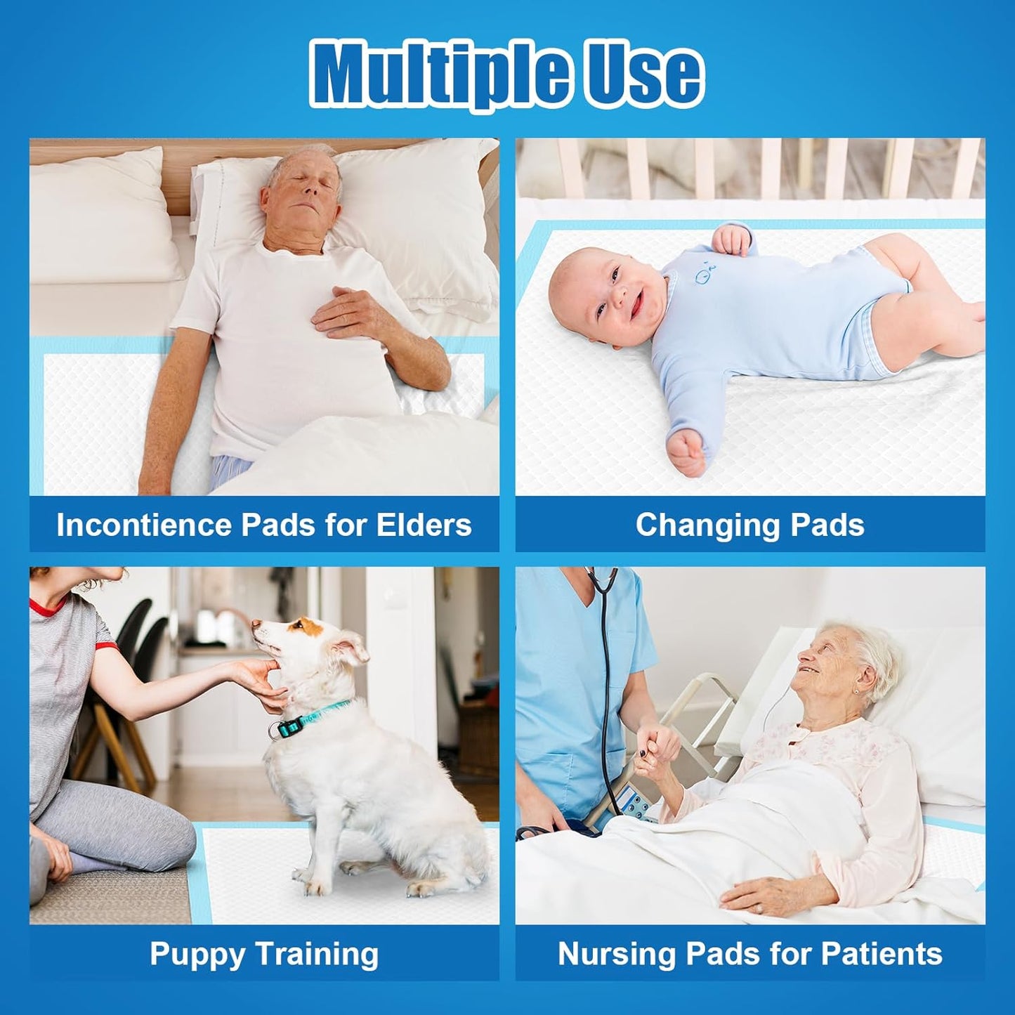 VISRIE 100Pcs 30” x 36”Bed Pads Disposable Adult, Incontinence Bed Pads, Super Absorbency Chucks Pads Disposable, Chucks Underpads Extra Large, Pee Pads for Adults, Pets & Kids, Puppy Training Pads