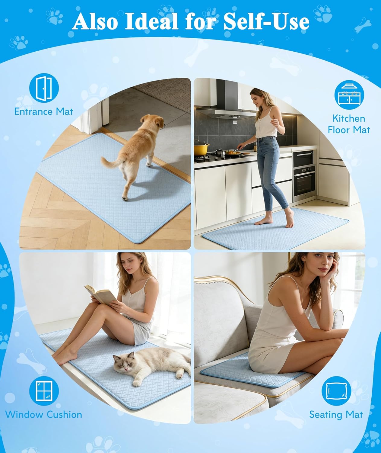 Dog Cooling Mat,Q-Max>0.5 Cooling Fiber Instant Cooling Mat for Dogs,Breathable Non-Slip Crate Kennel Car Sofa Bed Floor Pad,Portable Dog Cooling Pad Summer Indoor Outdoor