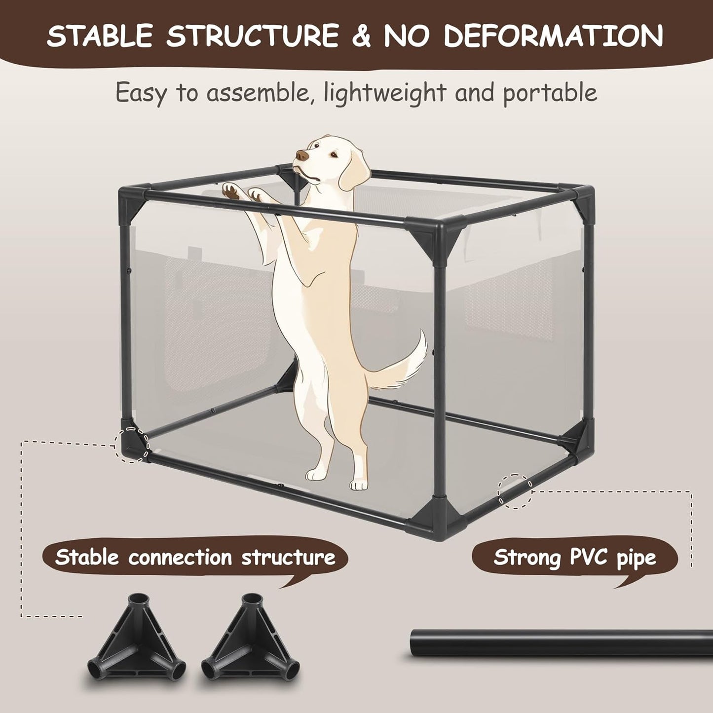 Akinerri Dog Crate, Dog Playpen, Medium Black