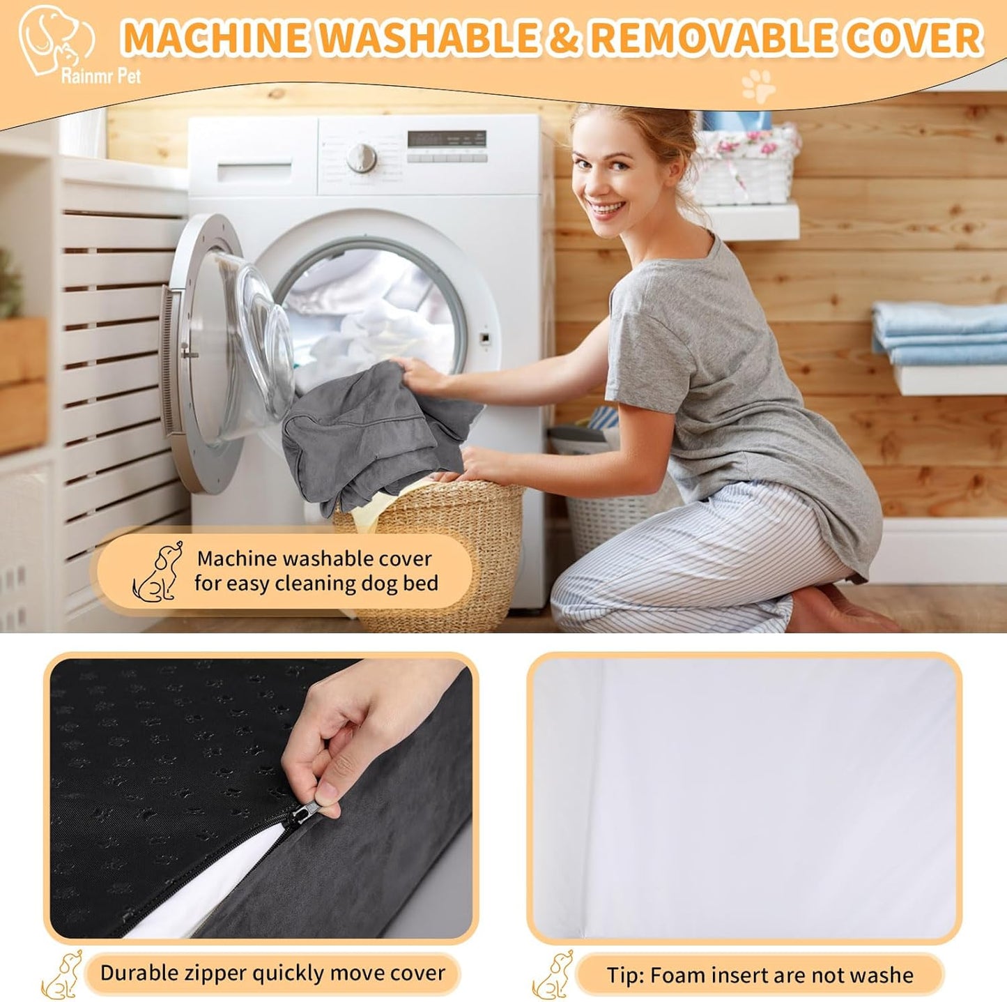 Large Orthopedic Dog Bed, 7" Memory Foam with Waterproof Liner, Chew Resistant Microsuede Cover, Removable and Washable, for Indoor, Outdoor, and Car Use, Nonskid Base, 60"x48" XXL Grey