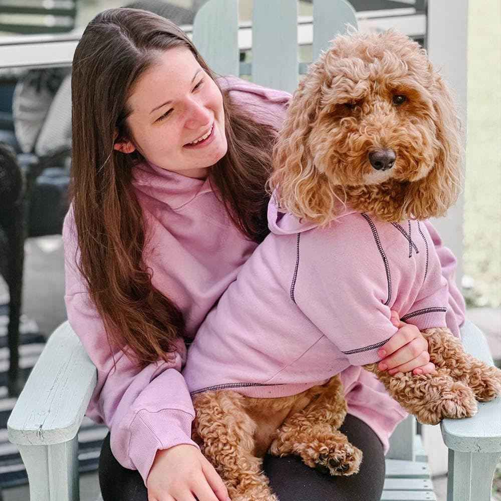 Blueberry Pet Essentials Soft & Comfy Better Basic Cotton Blend Dog Hoodie Sweatshirt in Pink Lilac, Back Length 20", Pack of 1 Jacket for Dogs