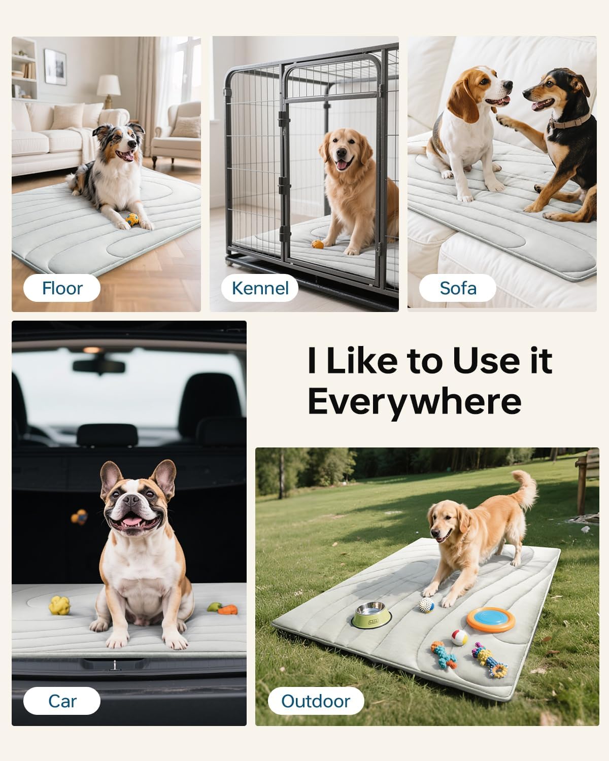 Cooling Mat for Dogs, 48" x 28" Self-Cooling Dog Bed with Arc-Chill Technology 3.0, Non-Slip Washable Pet Cooling Pad for Large Dogs, Indoor Outdoor Kennel Floor Use - Grey
