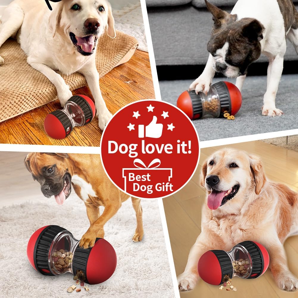 Dog Puzzle Toys, Rolling Treat Dispensing Ball, Brain Stimulation & Slow Feeder, Dog Enrichment Toys to Keep Them Busy (2PCS: Red+Green)
