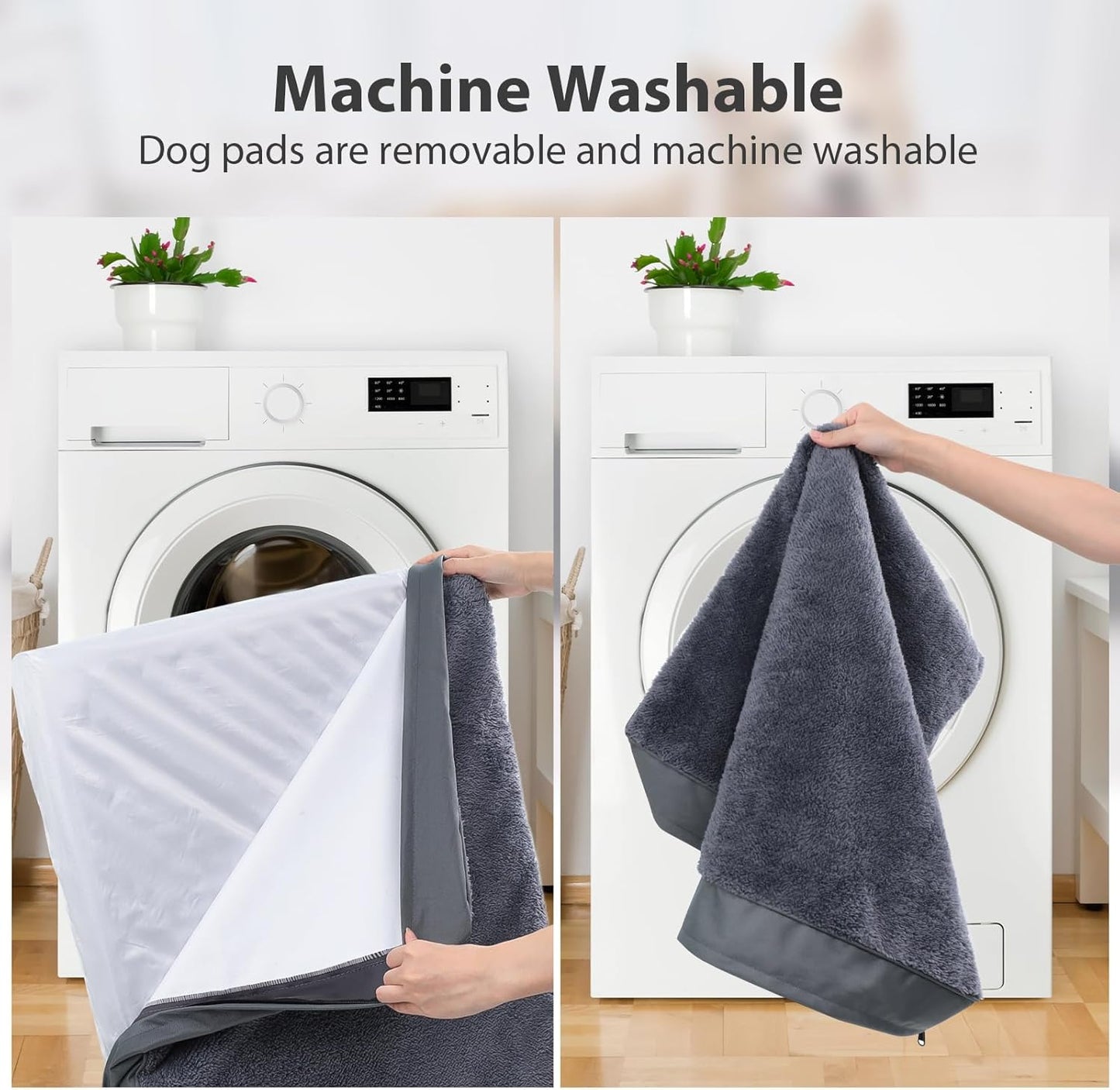 Waterproof Dog Bed Medium Size Dog Orthopedic Dog Beds for Crate with Removable Washable Cover Egg-Crate Foam Pet Pad Mat with Anti-Slip Bottom, 35x22 Inch, Grey