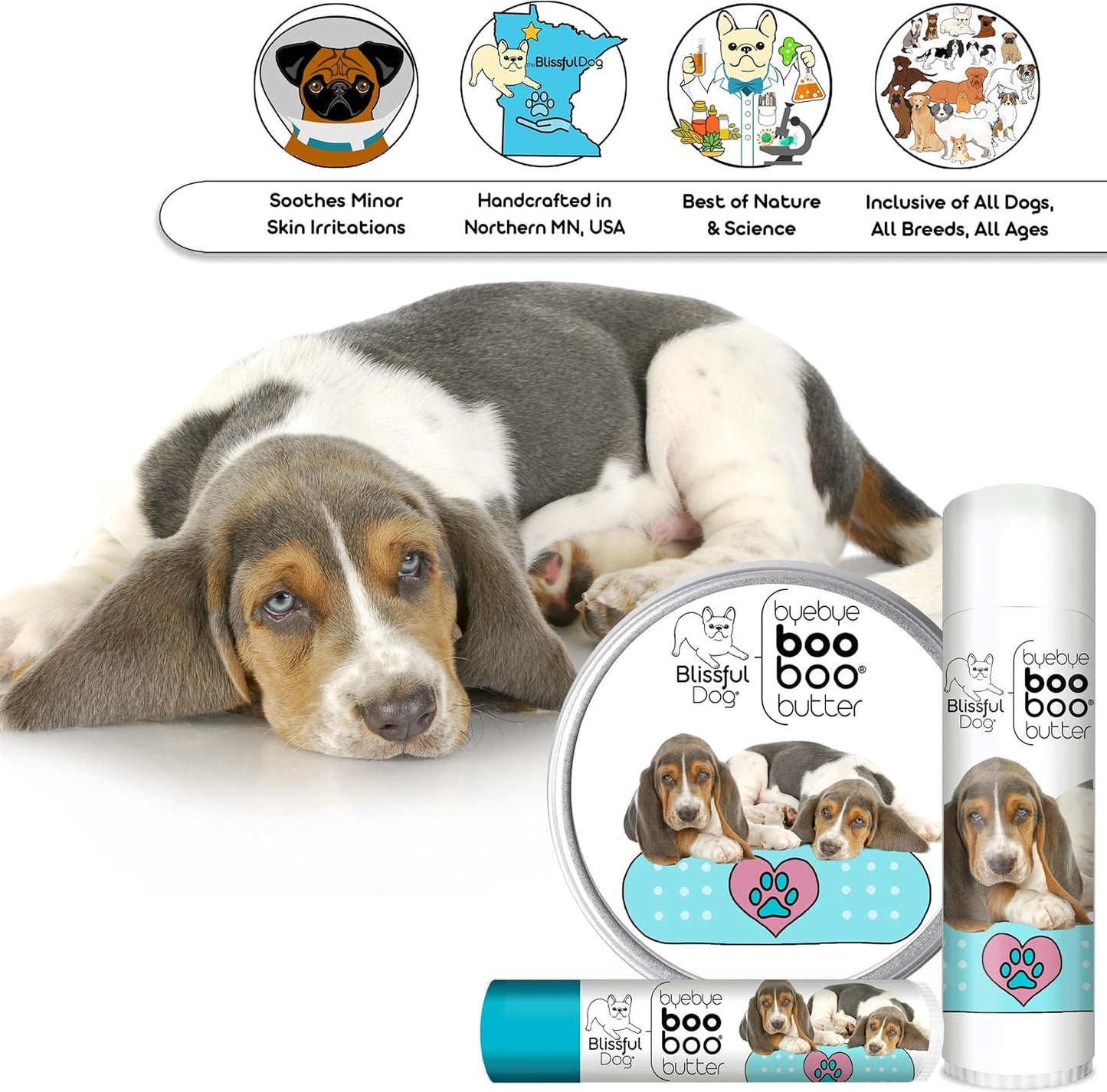 The Blissful Dog 8 oz TIN Basset Hound Booboo Butter