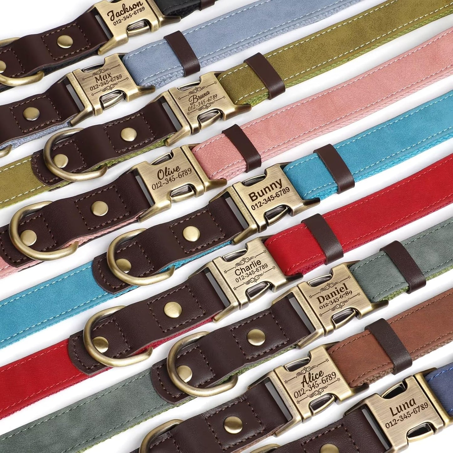 PET ARTIST Personalized Dog Collars, Custom PU Leather Dog Collar with Name&Phone Number, Engraved Dog Collar for Large Dogs, Adjustable Durable Collar with Quick Release Metal Buckle, Pink,XL