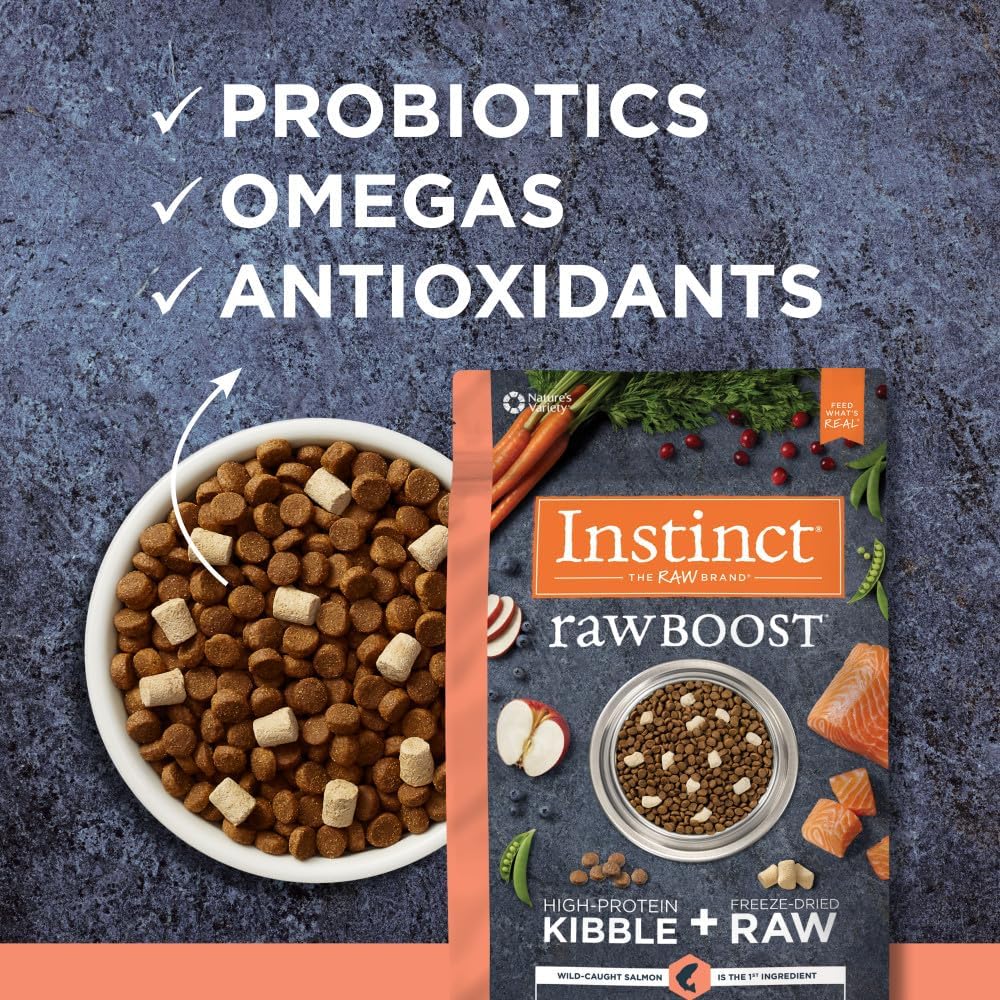 Instinct Raw Boost, Natural Dry Cat Food with Freeze Dried Pieces, High Protein, Grain Free Recipe - Real Salmon, 4.5 lb. Bag