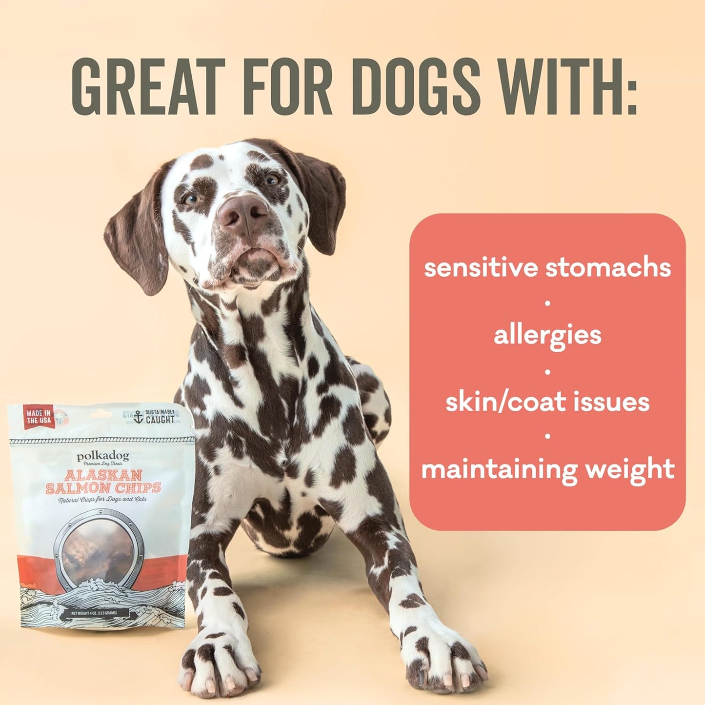 Polkadog Crunchy Alaskan Cod & Salmon Chips Variety 2-Pack – Single Ingredient Dog Treats – All Natural, Grain-Free, Lean Protein & Omega-3 Rich Snacks for Dogs – Made in USA - 2.75 oz (Pack of 2)