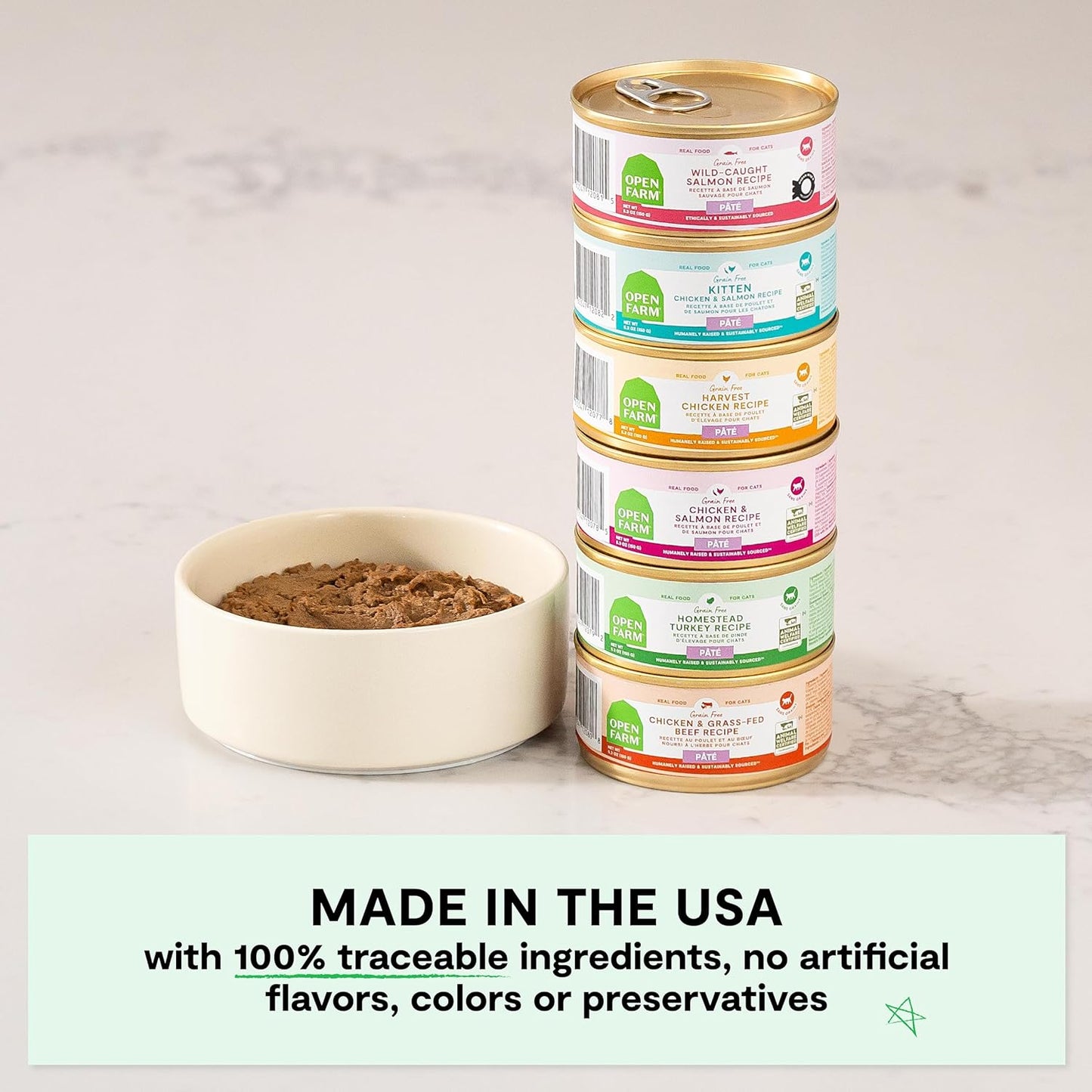 Open Farm Canned Cat Food, Paté for Complete & Balanced Nutrition, Grain-Free and Legume-Free Wet Cat Food, Homestead Turkey Recipe, 5.3oz Cans (Case of 12)