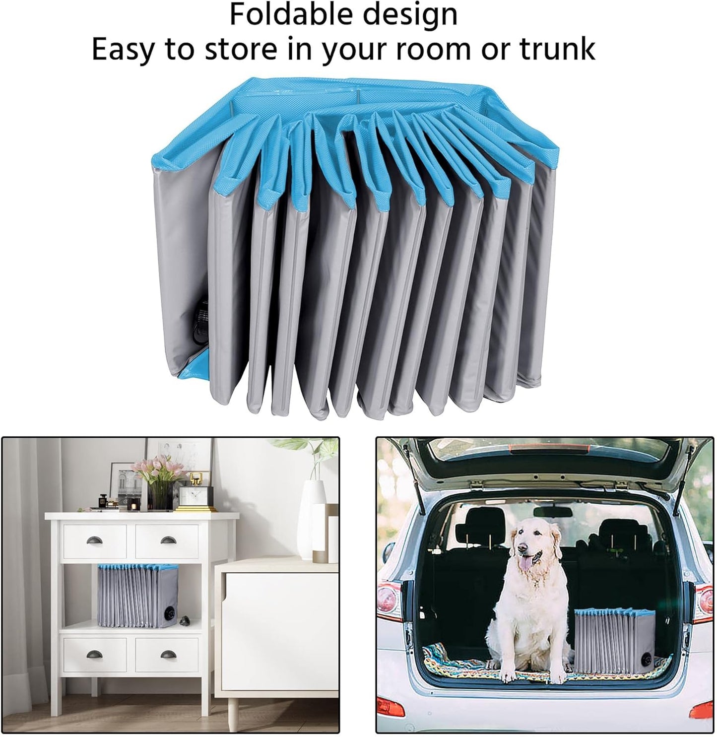 Yaheetech Dog Pet Bath Pool Foldable Hard Plastic Doggie Duck Swimming Pool Collapsible PVC Outdoor Bathing Tub Dog Pools for Large Small Dogs-63 x 11.8 inch,XXL,Gray