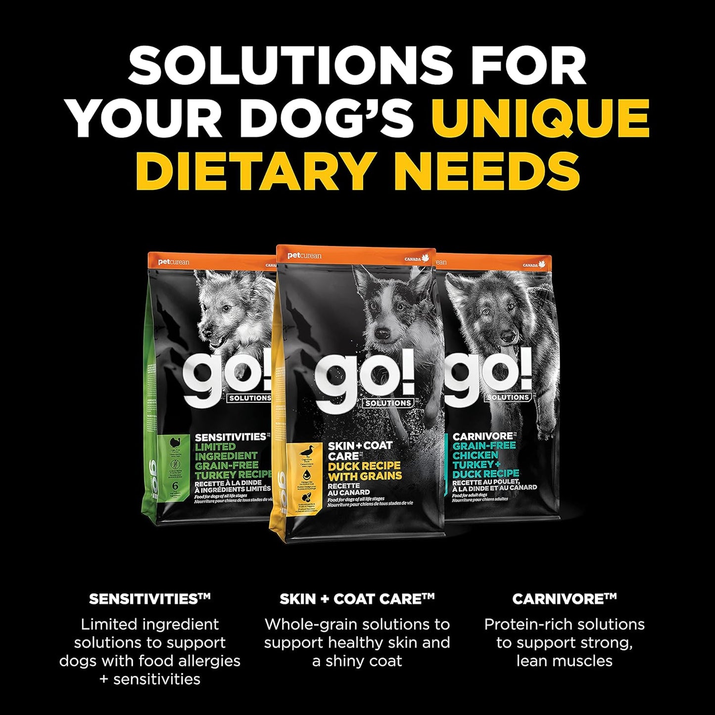 Go! Solutions Skin + Coat Care, Dry Dog Food, Duck Recipe with Grains, 12 lb Bag