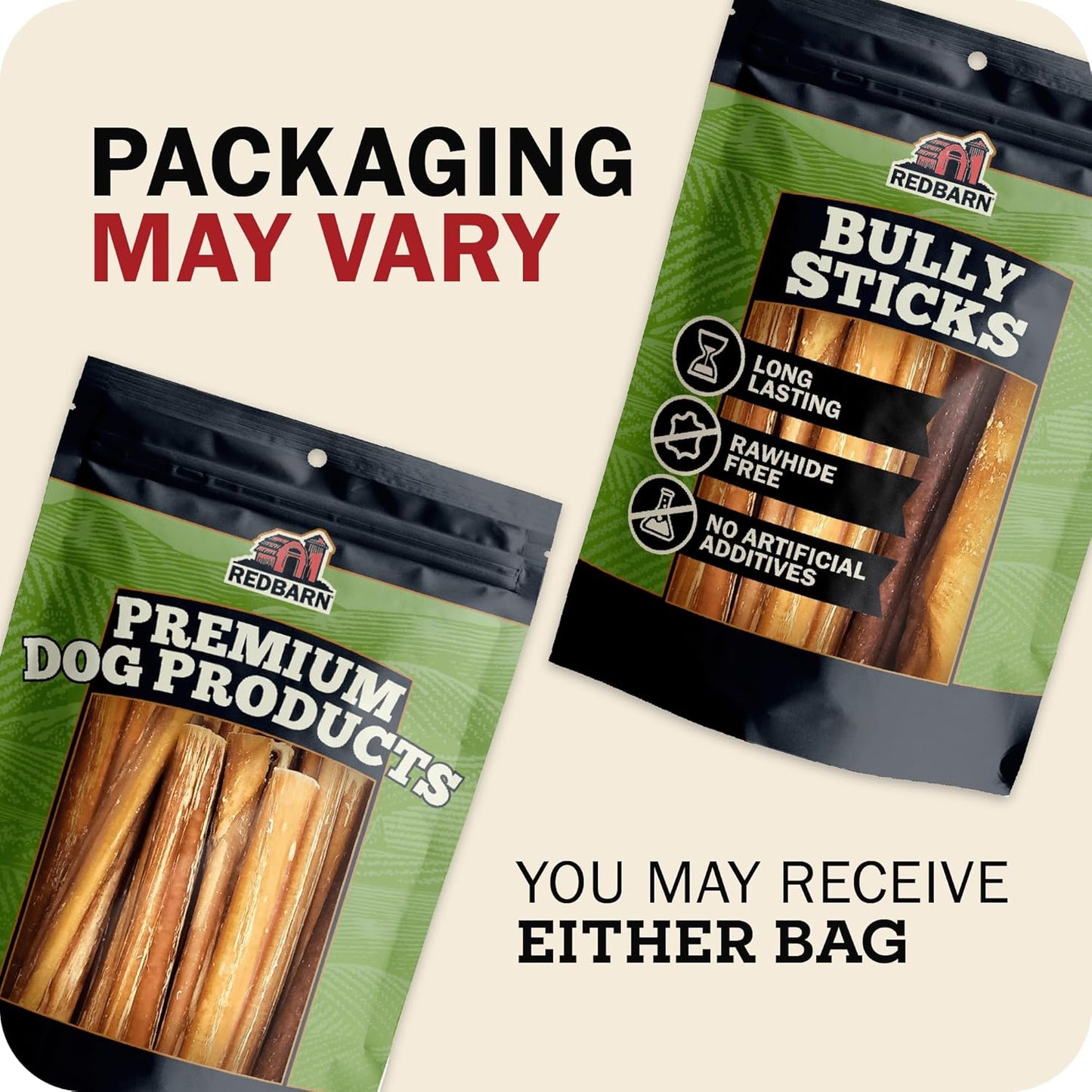 Redbarn Premium Bully Sticks for Dogs - 7 Inch, 6 Count - Long Lasting, Rawhide-Free, Slow Roasted, Low Odor & Highly Digestible, Single Ingredient Chews & All-Natural Dental Treats for Chewers