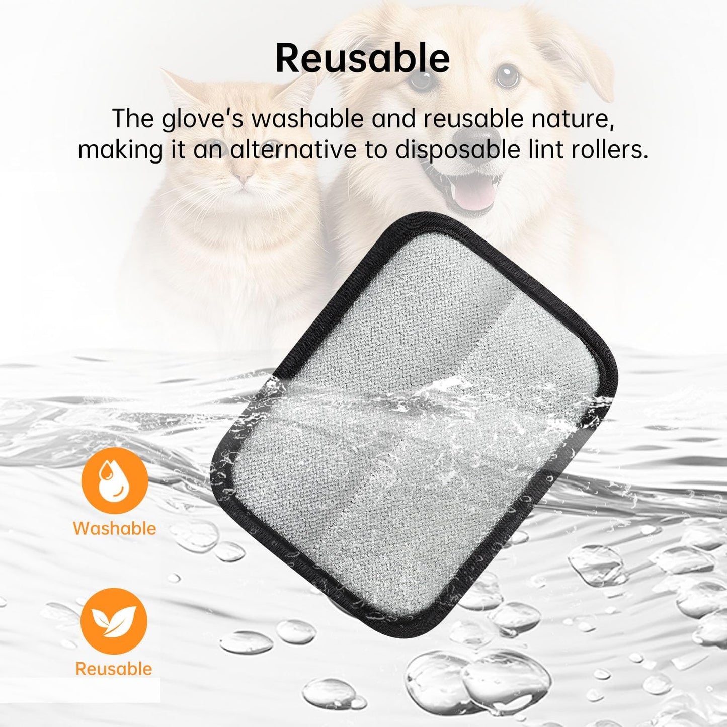 2 Pcs Pet Hair Removal Gloves, Reusable Electrostatic Pet Cat Dog Hair Remover Grooming Gloves Brush Tool for Couch, Furniture, Carpet, Car Seat (2 Pack Black)