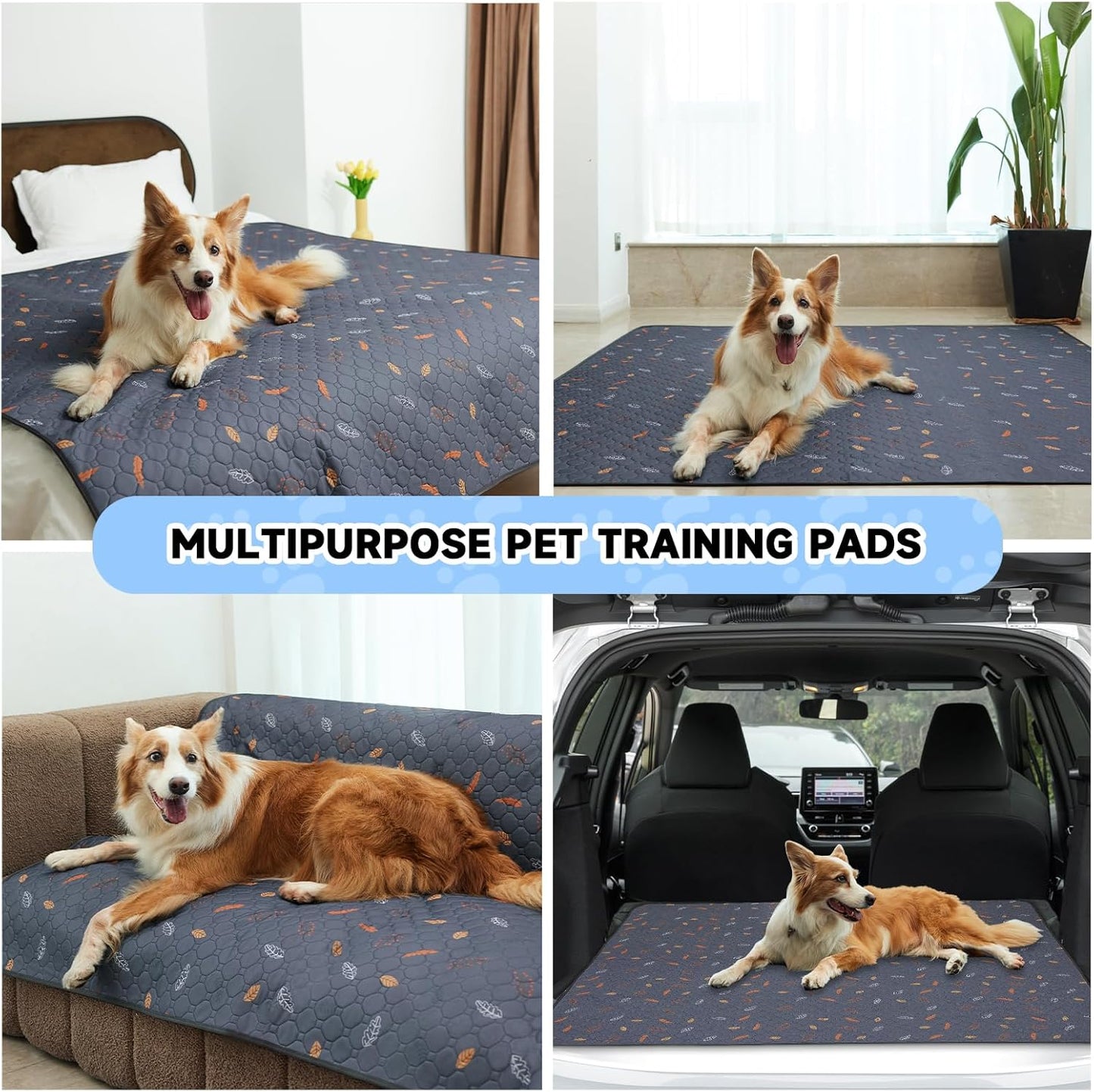 Sunheir 2-Pack Extra Large Reusable Dog Mat for Floor, Dog Playpen, Non-Slip Waterproof Super Absorbent Washable Pee Pads for Dogs, Pet Whelping Pads, Potty Training - Green, 36" x 48"