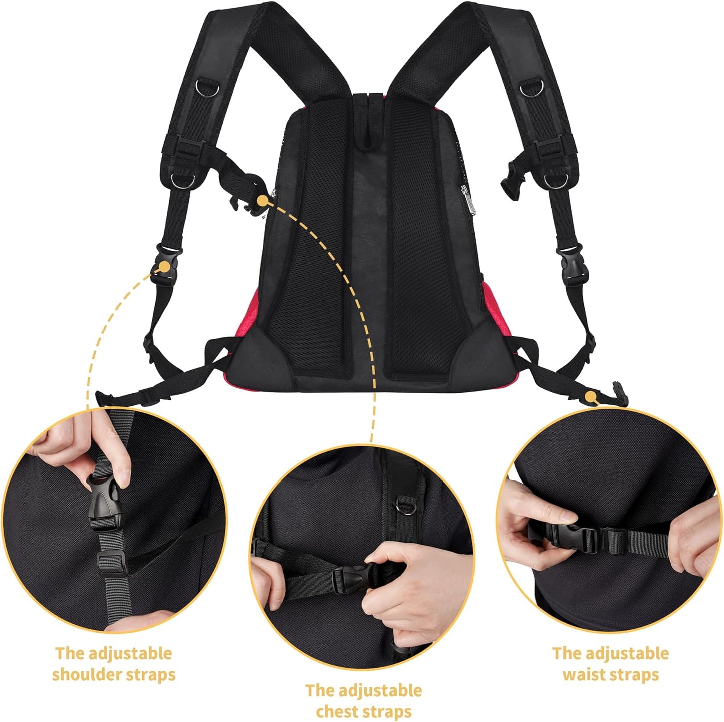 WOYYHO Pet Dog Carrier Backpack Small Dog Front Backpack Ventilated Mesh Dog Travel Back Pack with Safety Belt for Travel Hiking Cycling Outdoor Adventures (Size S: 2-4.5 lbs, Rethink Pink)