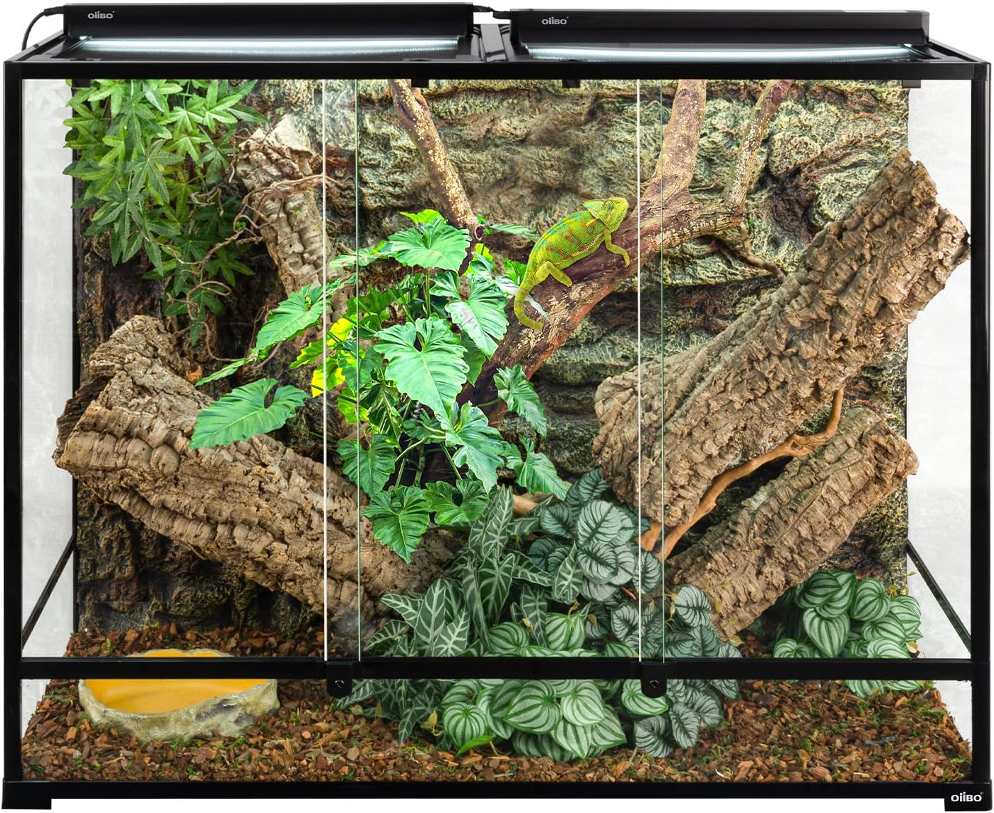 135 Gallon Reptile Terrarium, 48" x 18" x 36" Full Tempered Glass Vertical Reptile Tank,Front Sliding Door with Top Screen Ventilation Reptile Amphibian Tall & Extra-Long Habitat Enclosure Cage