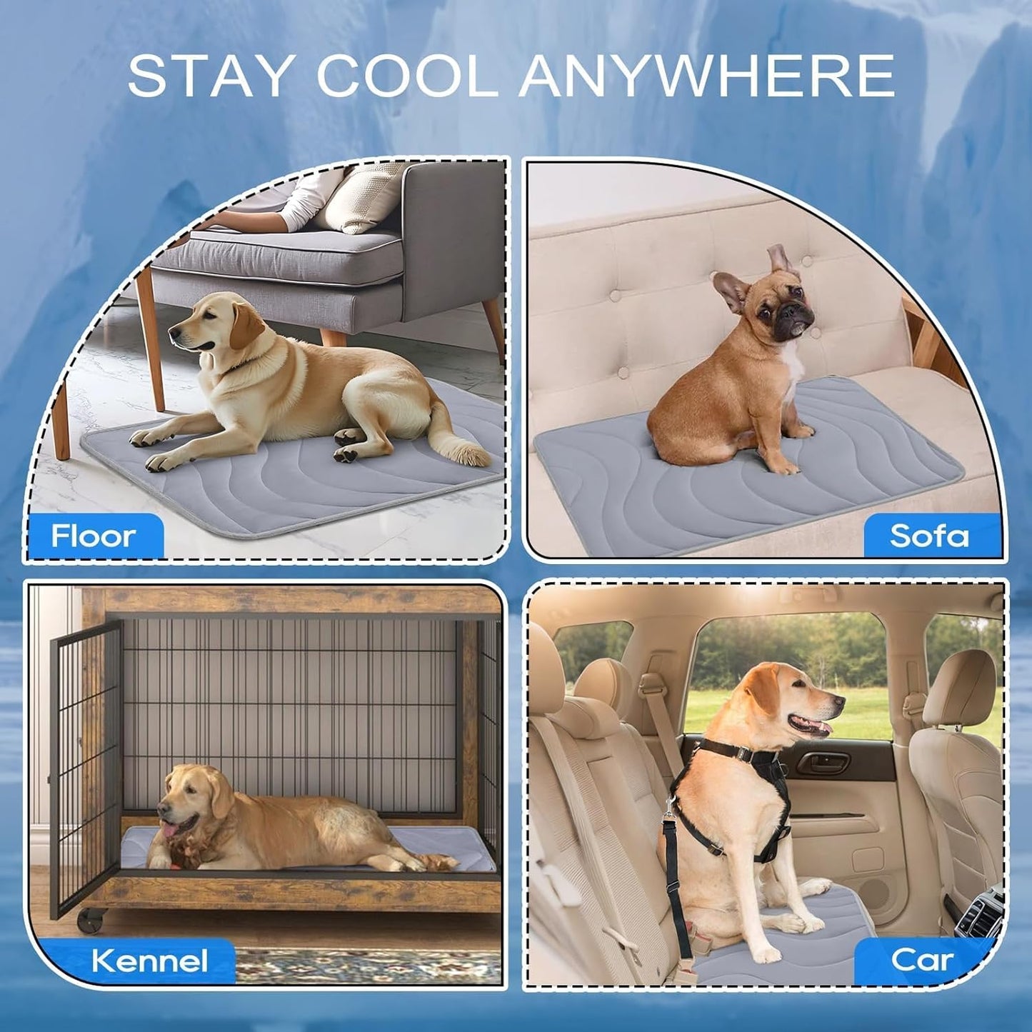 Cozyide Dog Cooling Mat, Q-Max>0.45 Thin Breathable Cooling Mat for Large Dogs, Washable Reversible Dog Pad for Four Seasons, 36"" L x 23"" W, Dark Grey