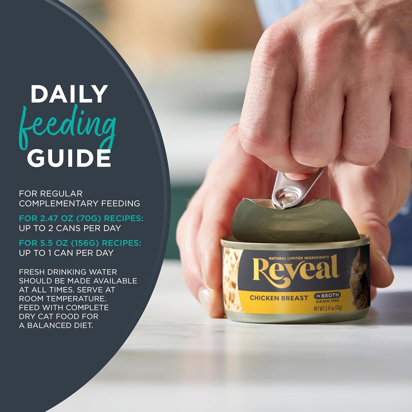 Reveal Natural Wet Cat Food, 24 Count, Grain Free, Limited Ingredient Canned Food for Cats, Chicken Breast with Cheese in Broth, 2.47 oz Cans