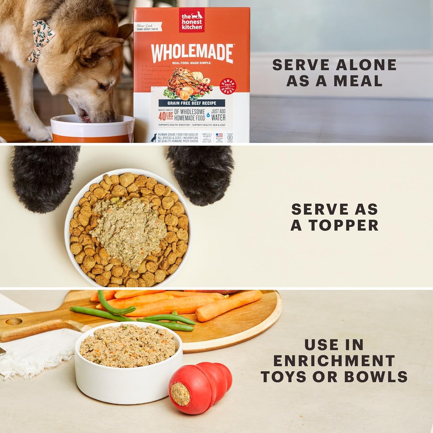 The Honest Kitchen Human Grade Wholemade™ Dehydrated Dog Food, Whole Grain Beef & Oat, 4 lb (makes 16lbs)