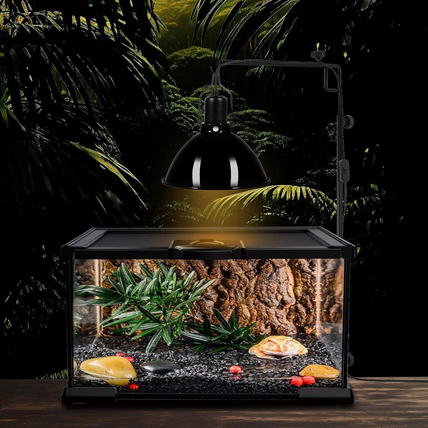 DXOPHIEX 8.5inch Dome Reptile Heat Lamp Reptile Light Fixture UVB Light Fixture Max 150W for Bearded Dragon, Turtles, Snake and Lizard Terrarium
