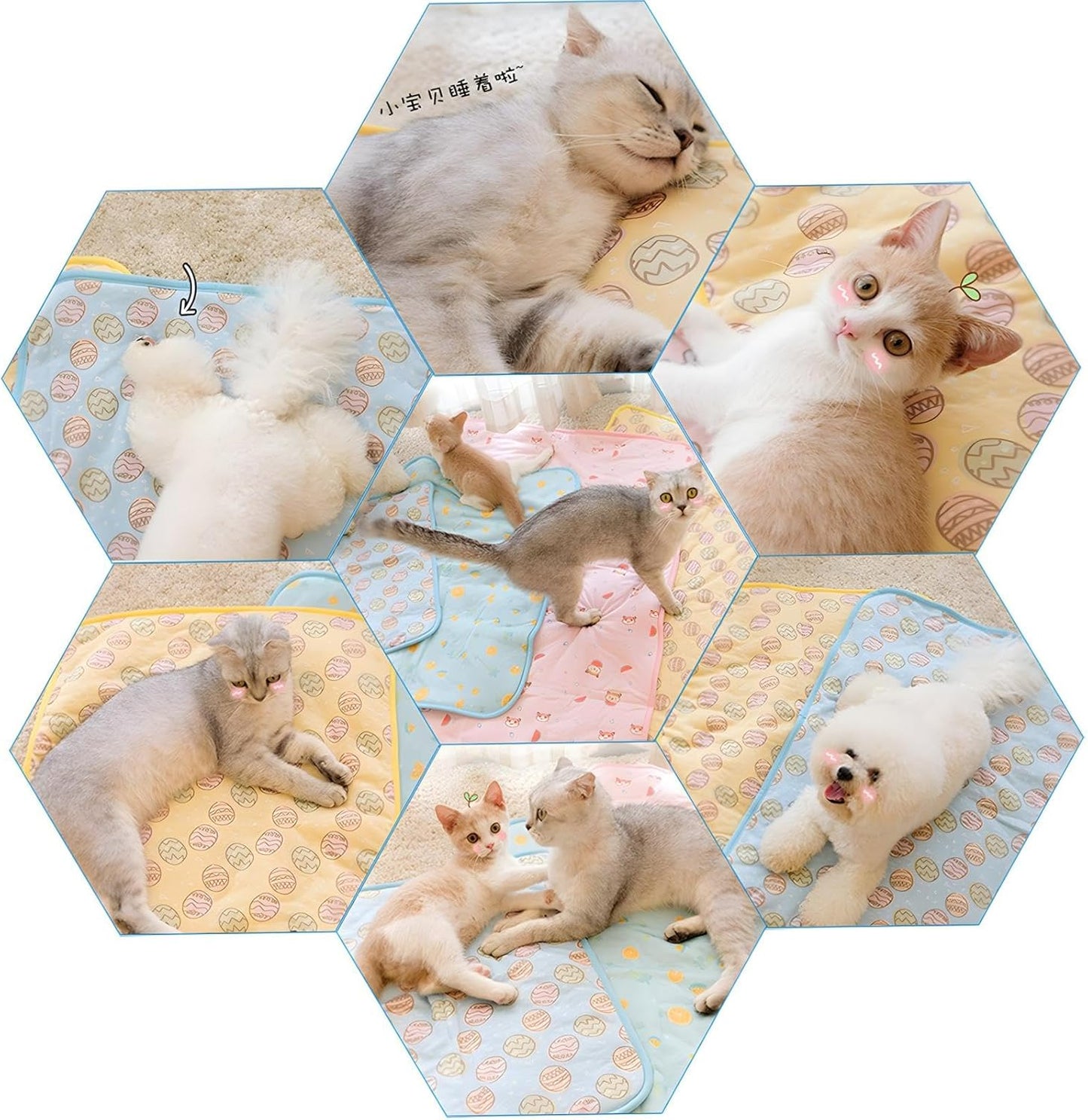 NACOCO Pet Cooling Mat Cat Dog Cushion Pad Summer Cool Down Comfortable Soft for Pets and Adults (L, Blue)
